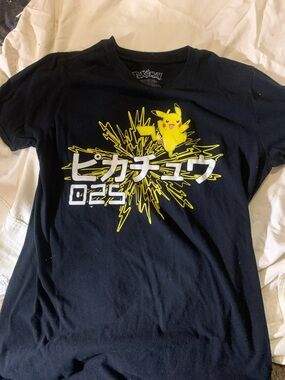 Pokemon Black Tee with Yellow Pikachu Burst Graphic
